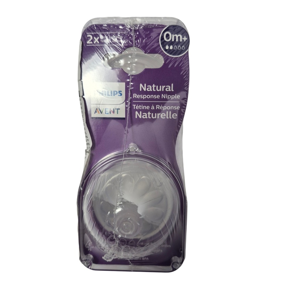 Philips Avent Natural Response Nipple Baby 0m+ Clear New 2pk Flow 2 SCY962/04